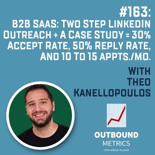 #163: B2B SaaS: Two Step LinkedIn Outreach + a Case Study = 30% accept rate, 50% reply rate, and 10 to 15 appts./mo. (Theo Kanellopoulos) photo