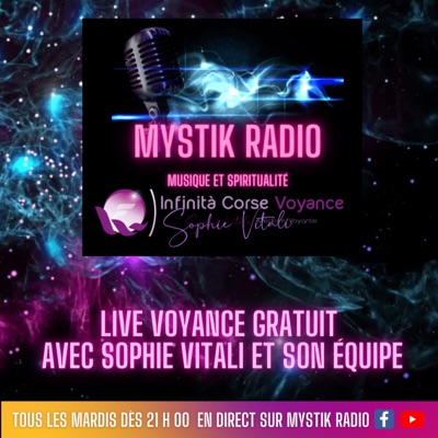 Live voyance gratuit tous les mardis dès 21 H 00 sur Mystik Radio avec Sophie Vitali et son équipe de médiums et voyants Live voyance gratuit tous les mardis dès 21 H 00 sur Mystik Radio avec Sophie Vitali et son équipe de médiums et voyants