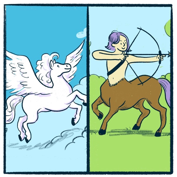 Pegasus vs. Centaur: a mythological debate photo