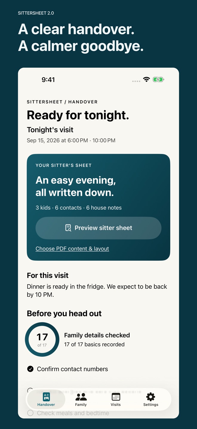SitterSheet: Babysitter Notes screenshot 1