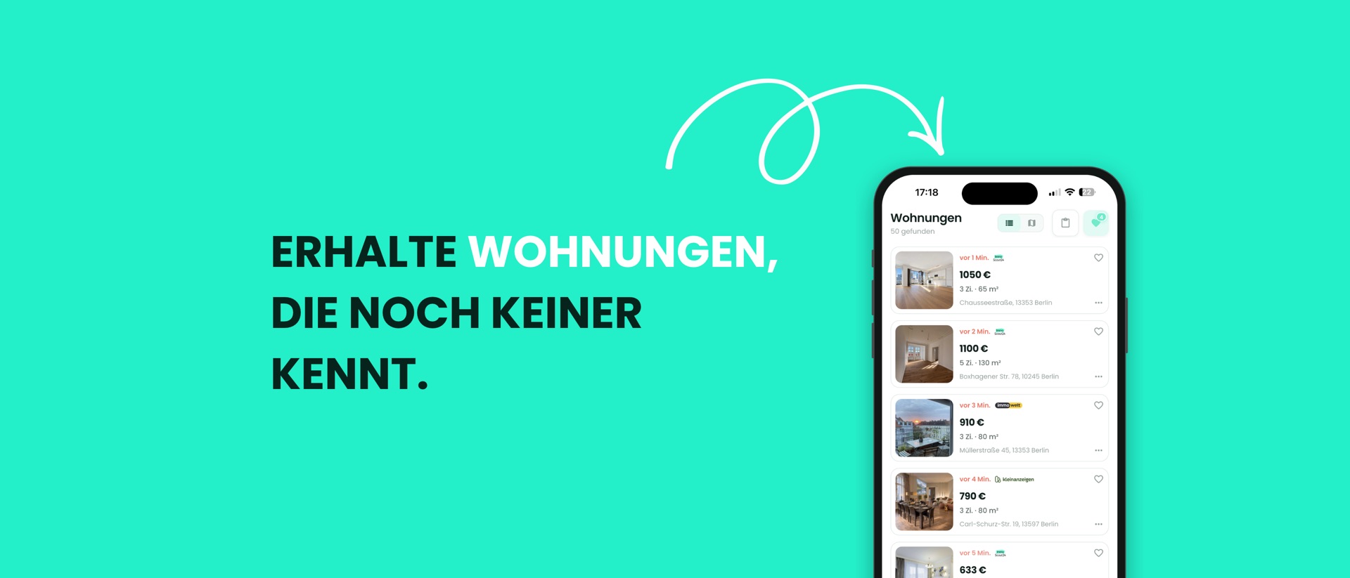 Immobot. Sofort Wohnung finden product page header