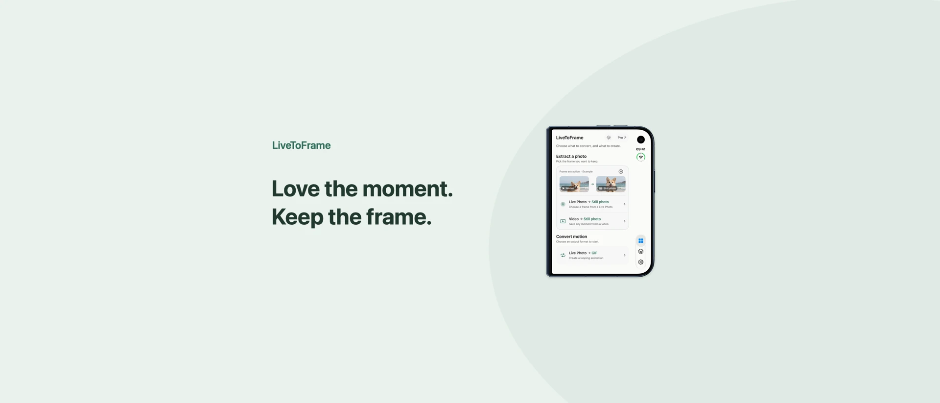 LiveToFrame:GIF, Video & Frame product page header