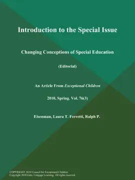 Read: Introduction to the Special Issue: Book Changing Conceptions of Special Education (Editorial)