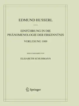Read: Einführung Book in die Phänomenologie der Erkenntnis. Vorlesung 1909