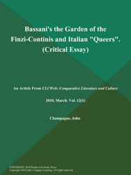 Bassani's the Garden of the Finzi-Continis and Italian 