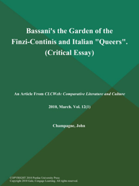 Bassani's the Garden of the Finzi-Continis and Italian 