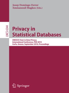 Privacy in Statistical Databases by Josep Domingo-Ferrer & Emmanouil Magkos