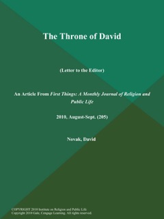 The Throne of David (Letter to the Editor) by David Novak