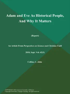 Read: Adam and Eve As Historical People, And Why It Book Matters (Report)