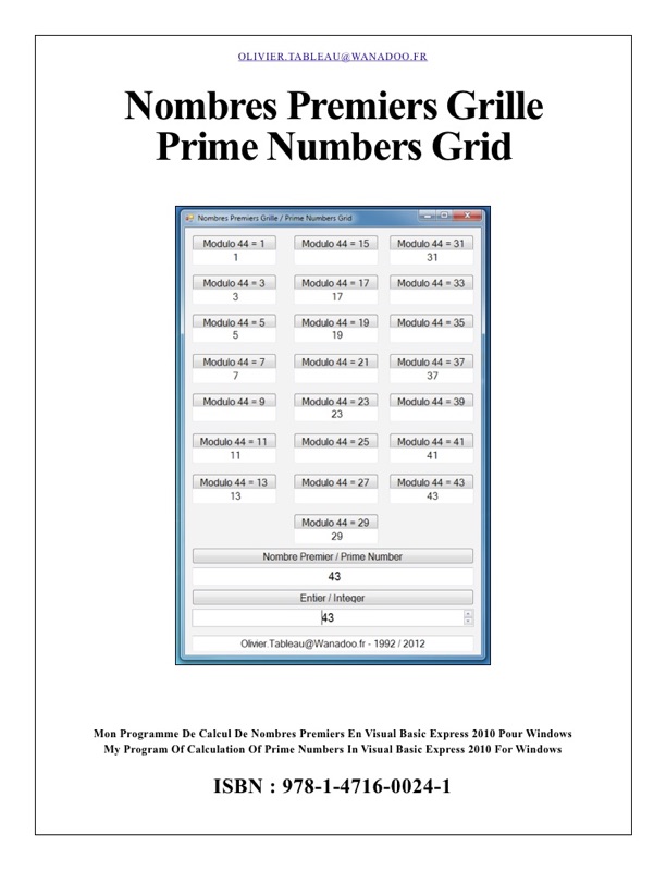 Nombres Premiers Grille Prime Numbers Grid