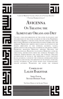 Avicenna on Treating the Alimentary Organs and Diet by Avicenna