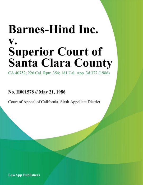 Barnes-Hind Inc. v. Superior Court of Santa Clara County