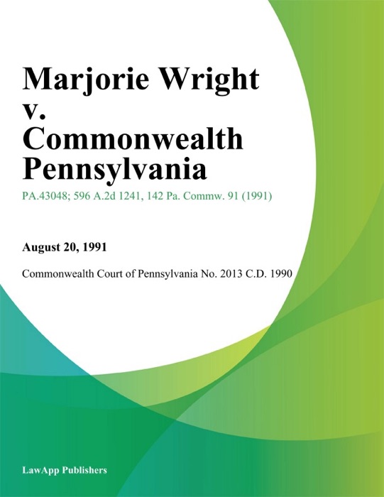 Marjorie Wright v. Commonwealth Pennsylvania
