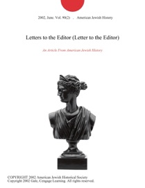 Letters to the Editor (Letter to the Editor) - American Jewish History
