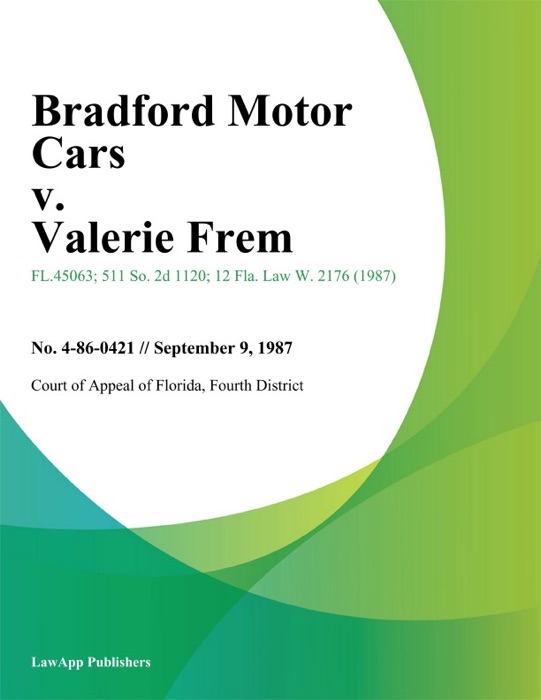 Bradford Motor Cars v. Valerie Frem
