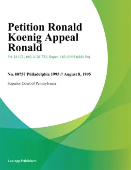 Petition Ronald Koenig Appeal Ronald