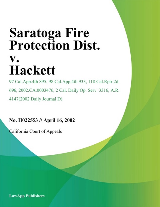 Saratoga Fire Protection Dist. v. Hackett