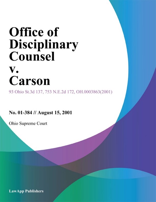 Office of Disciplinary Counsel v. Carson