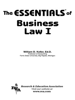 The Essentials of Business Law I by William D. Keller