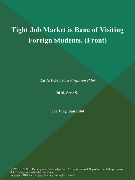 Tight Job Market is Bane of Visiting Foreign Students (Front)