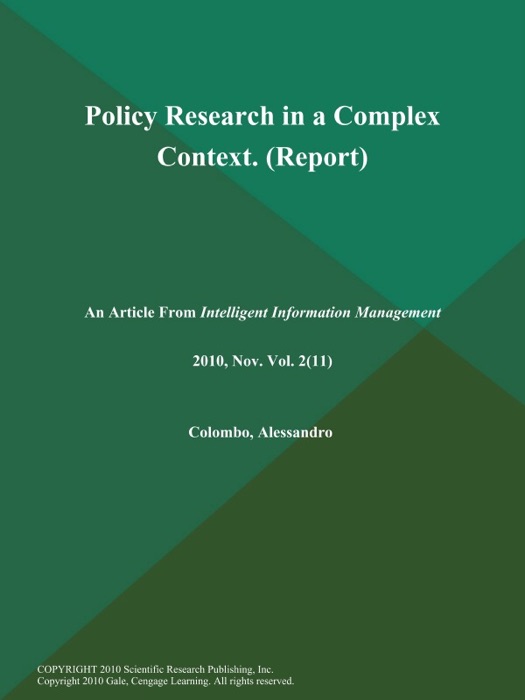 Policy Research in a Complex Context (Report)