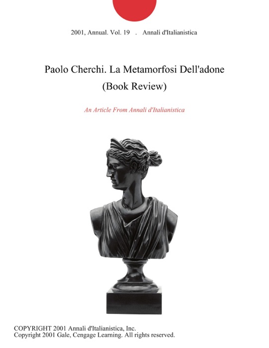 Paolo Cherchi. La Metamorfosi Dell'adone (Book Review)