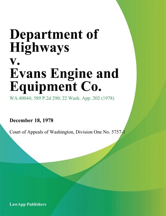 Department Of Highways V. Evans Engine And Equipment Co.