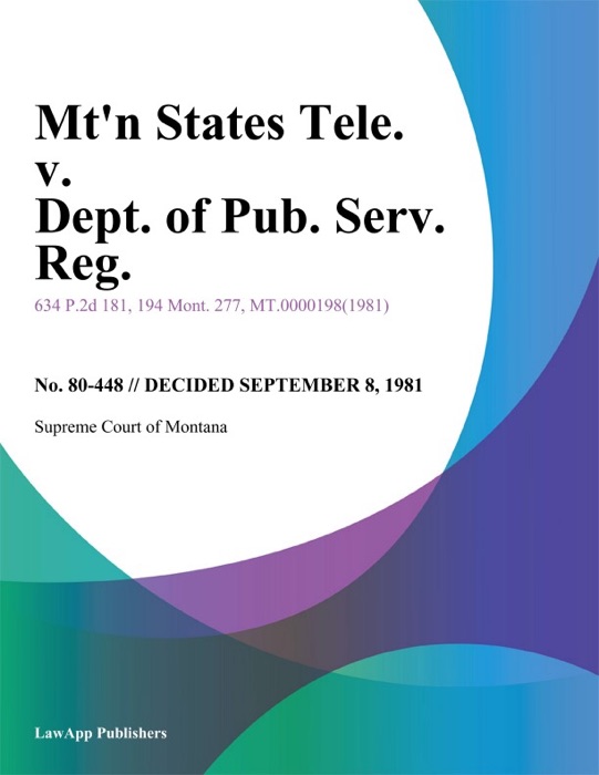 Mtn States Tele. v. Dept. of Pub. Serv. Reg.