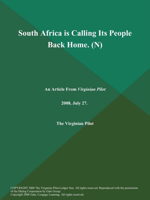 South Africa is Calling Its People Back Home (N)