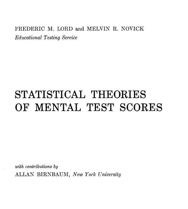 Statistical Theories of Mental Test Scores