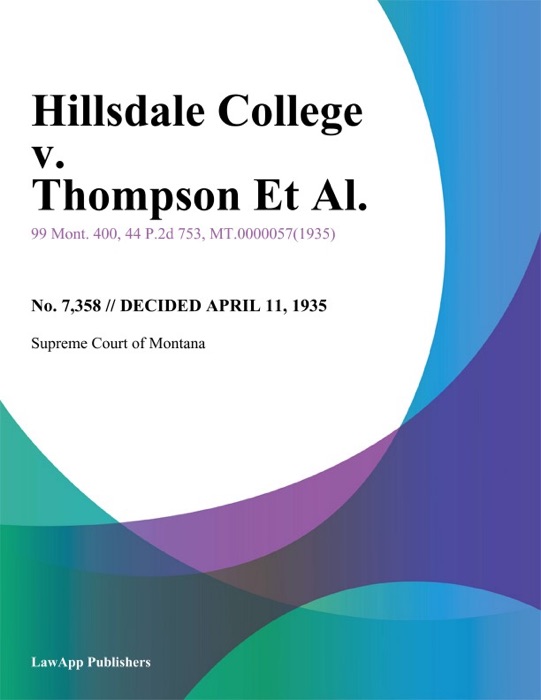 Hillsdale College v. Thompson Et Al.