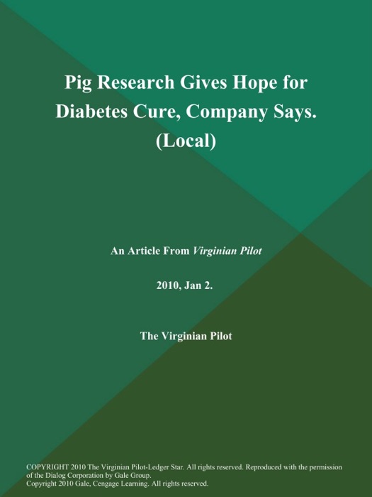 Pig Research Gives Hope for Diabetes Cure, Company Says (Local)