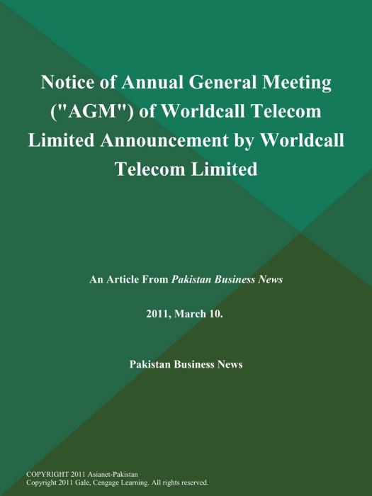 Notice of Annual General Meeting (