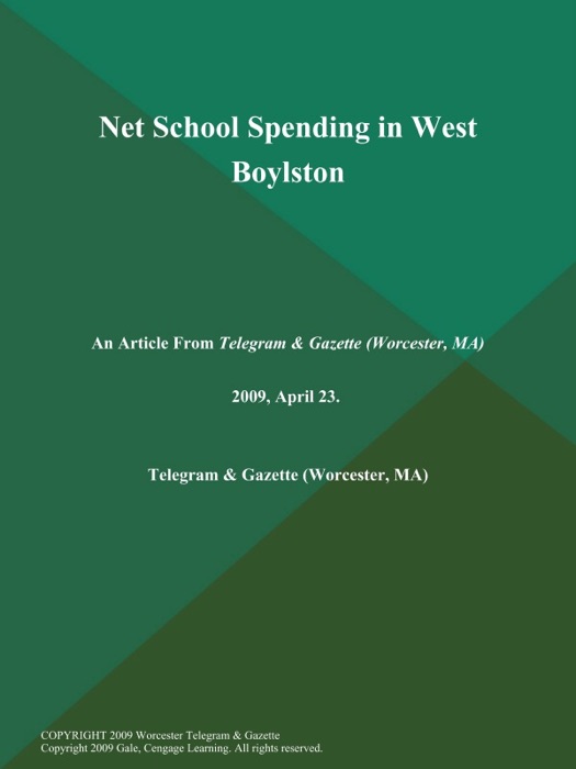 Net School Spending in West Boylston