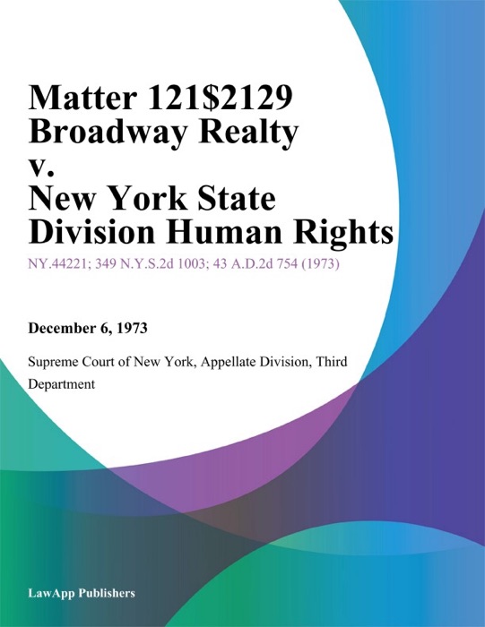 Matter 121-129 Broadway Realty v. New York State Division Human Rights