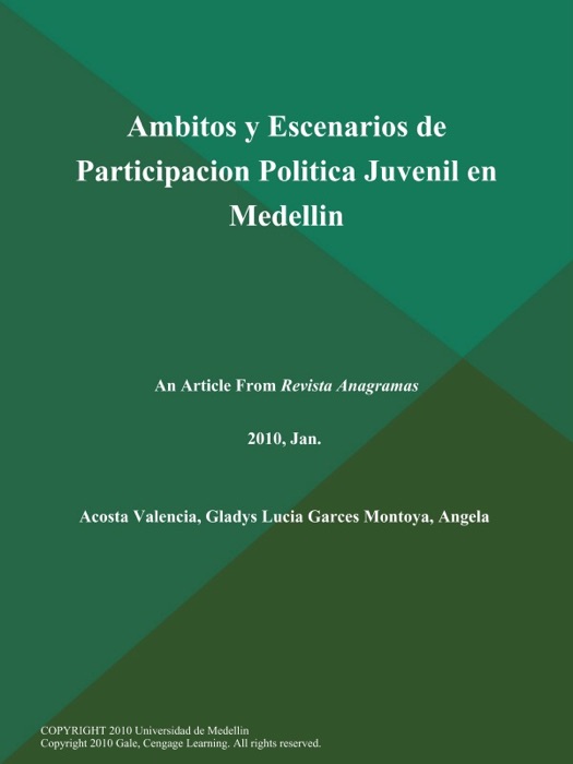 Ambitos y Escenarios de Participacion Politica Juvenil en Medellin
