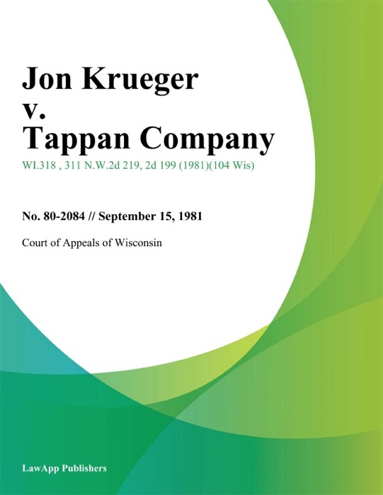 Jon Krueger v. Tappan Company