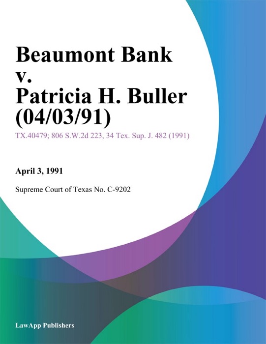 Beaumont Bank V. Patricia H. Buller (04/03/91)