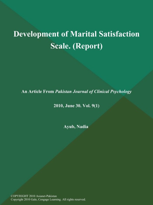 Development of Marital Satisfaction Scale (Report)