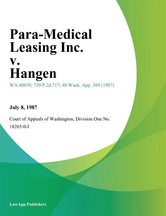 Para-Medical Leasing Inc. V. Hangen
