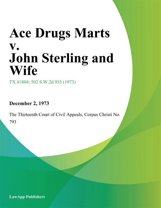 Ace Drugs Marts v. John Sterling and Wife