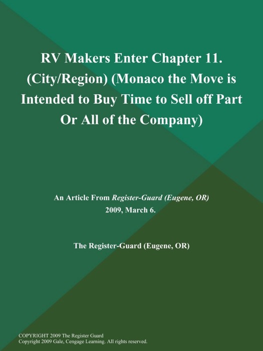 RV Makers Enter Chapter 11 (City/Region) (Monaco: The Move is Intended to Buy Time to Sell off Part Or All of the Company)