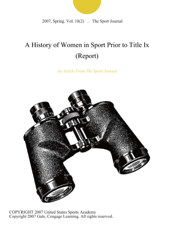 A History of Women in Sport Prior to Title Ix (Report) - The Sport Journal Cover Art