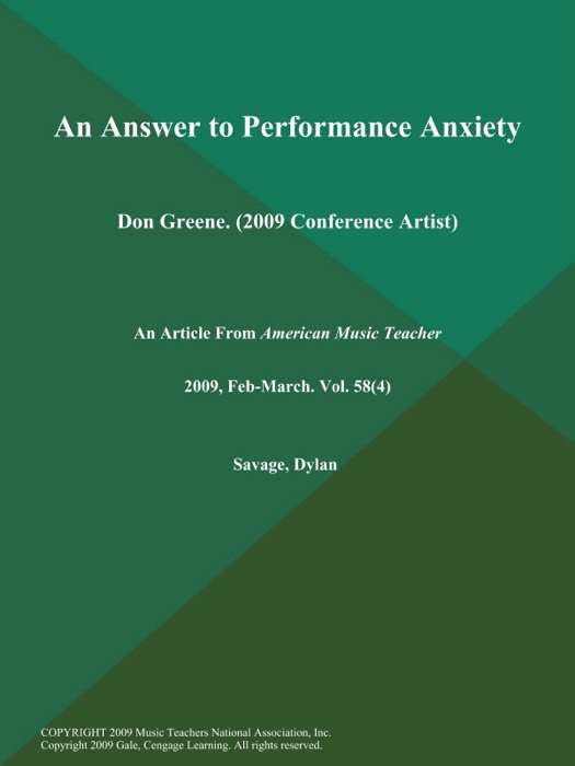 An Answer to Performance Anxiety: Don Greene (2009 Conference Artist)