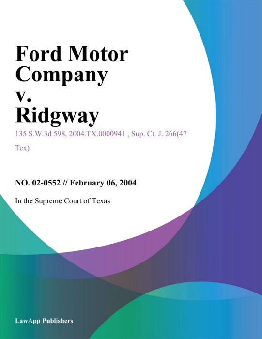 Ford Motor Company V. Ridgway