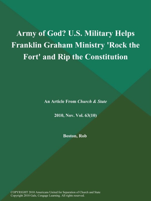 Army of God? U.S. Military Helps Franklin Graham Ministry 'Rock the Fort' and Rip the Constitution
