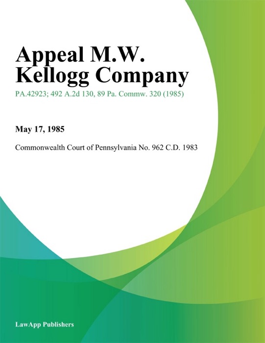 Appeal M.W. Kellogg Company (A Wholly Owned Subsidiary Wheelabrator-Frye