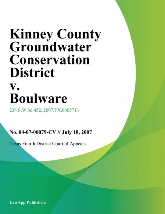 Kinney County Groundwater Conservation District v. Boulware