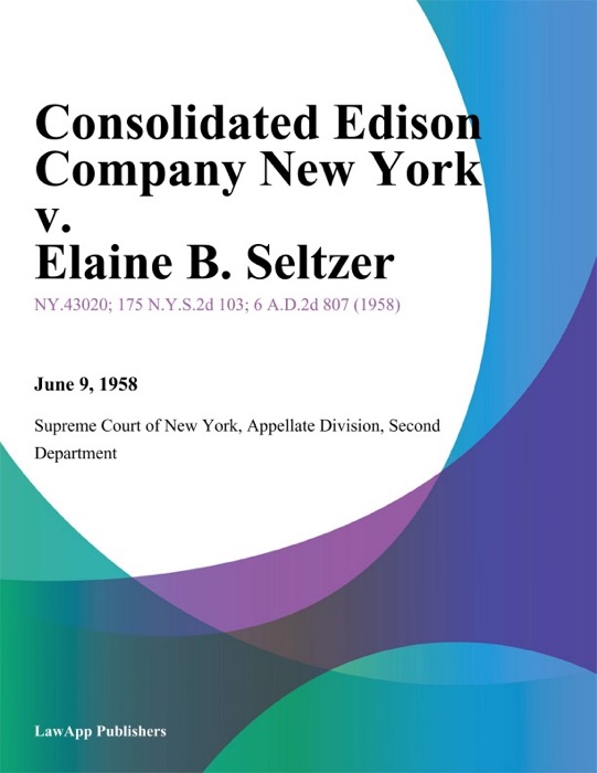Consolidated Edison Company New York v. Elaine B. Seltzer