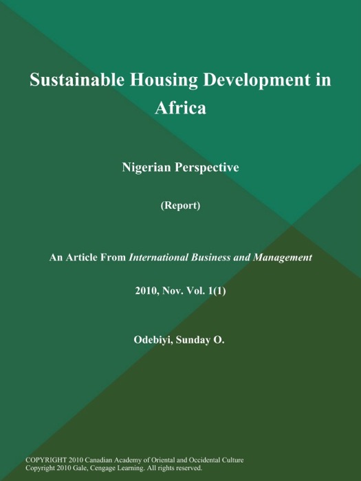 Sustainable Housing Development in Africa: Nigerian Perspective (Report)